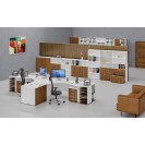 Ergonomický kancelársky pracovný stôl PRIMO WHITE, 1600 x 1200 mm, ľavý, biela/orech
