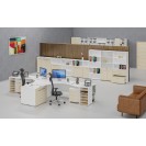 Ergonomický kancelársky pracovný stôl PRIMO WHITE, 1600 x 1200 mm, pravý, biela/breza