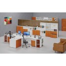 Ergonomický kancelársky pracovný stôl PRIMO WHITE, 1600 x 1200 mm, pravý, biela/čerešňa