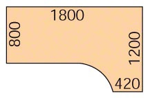 Ergonomischer Büroarbeitstisch PRIMO FLEXI, 1800 x 1200 mm, grau / Birke, rechts