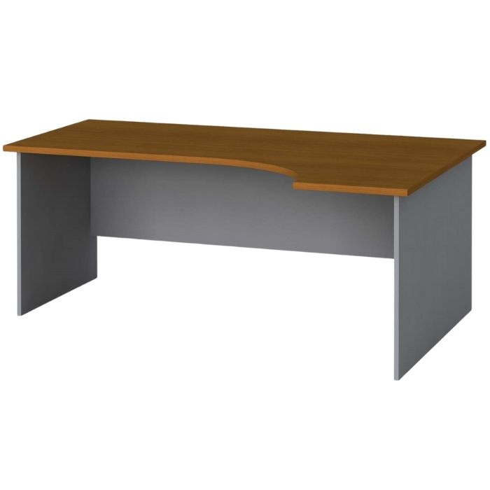 Ergonomischer Büroarbeitstisch PRIMO FLEXI, 1800 x 1200 mm, grau / Kirschbaum, rechts