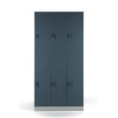 Garderobenschrank aus Stahl mit Aufbewahrungsfächern, zerlegt, Tür grau/blau, Zylinderschloss