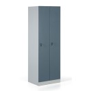 Garderobenschrank aus Stahl, zerlegt, Tür grau-blau, Zylinderschloss