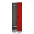 Garderobenschrank aus Stahl, zerlegt, Tür rot, Zylinderschloss