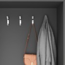 Garderobenwand mit Schuhregal und Spiegel, 2 Kleiderhaken, Graphit/Orange