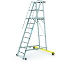 Hliníkový skladací plošinový rebrík, 8 priečok, výška plošiny 2,1 m
