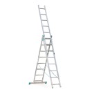 Hliníkový trojdílný žebřík ALVE EUROSTYL s úpravou na schody, 3x8 příček, délka 5,13 m