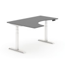 Höhenverstellbarer Schreibtisch, elektrisch, 625–1275 mm, ergonomisch links, Schreibtischplatte 1600x1200 mm, Graphit, Gestell weiß