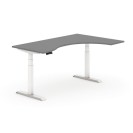 Höhenverstellbarer Schreibtisch, elektrisch, 625–1275 mm, ergonomisch rechts, Schreibtischplatte 1800x1200 mm, Graphit, Gestell weiß