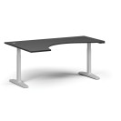 Höhenverstellbarer Schreibtisch, elektrisch, 675-1325 mm, ergonomisch links, Tischplatte 1800x1200 mm, weißes Untergestell, graphit