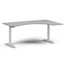 Höhenverstellbarer Schreibtisch, elektrisch, 675-1325 mm, ergonomisch rechts, Tischplatte 1880x1200 mm, weißes Untergestell, grau