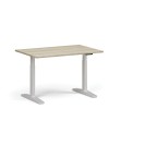 Höhenverstellbarer Schreibtisch, elektrisch, 675-1325 mm, Tischplatte 1200x800 mm, weißes Untergestell, Eiche natur