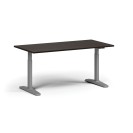 Höhenverstellbarer Schreibtisch, elektrisch, 675-1325 mm, Tischplatte 1600x800 mm, graues Untergestell, Wenge