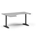 Höhenverstellbarer Schreibtisch OBOL, elektrisch, 675-1325 mm, ergonomisch links, Tischplatte 1600x1200 mm, schwarzes abgerundetes Untergestell, grau