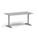 Höhenverstellbarer Schreibtisch OBOL, elektrisch, 675-1325 mm, Tischplatte 1600x800 mm, graues abgerundetes Untergestell, grau
