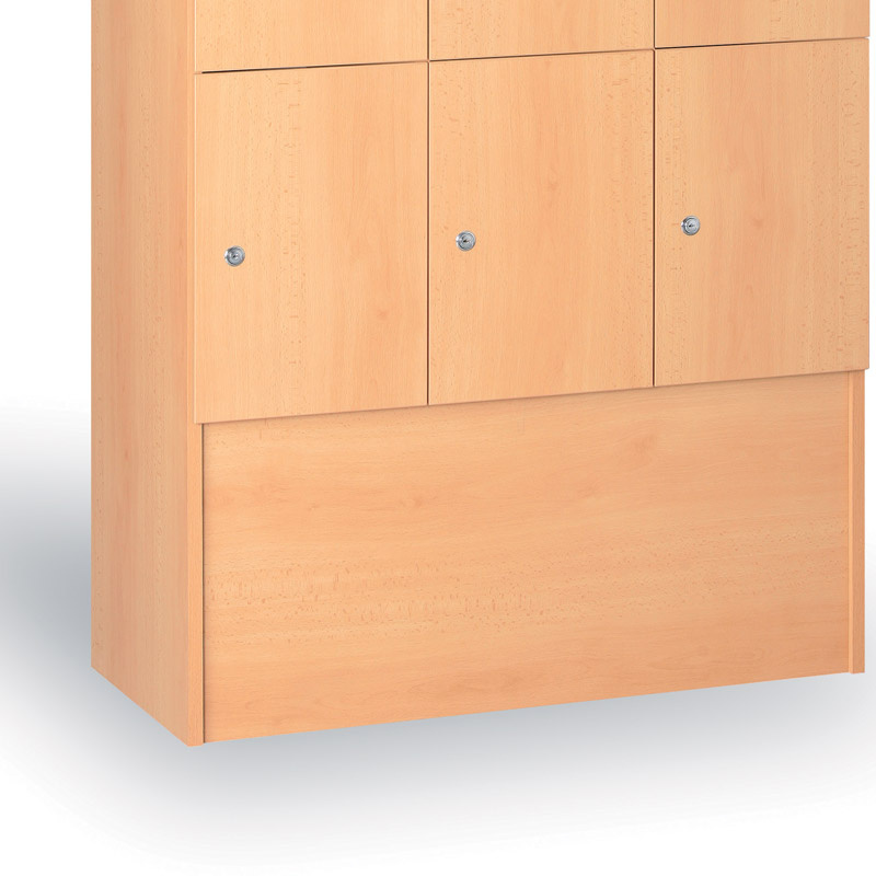 Holz-Schließfachschrank mit Aufbewahrungsboxen, 9 Boxen, Birke