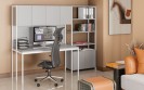 HOME OFFICE Doppelregalwand mit Regalschrank, schwarz/Walnuss