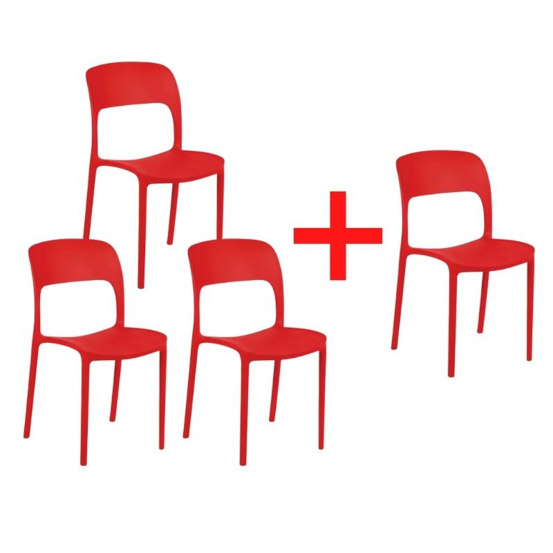Jedálenská stolička REFRESCO 3+1 ZADARMO, červená