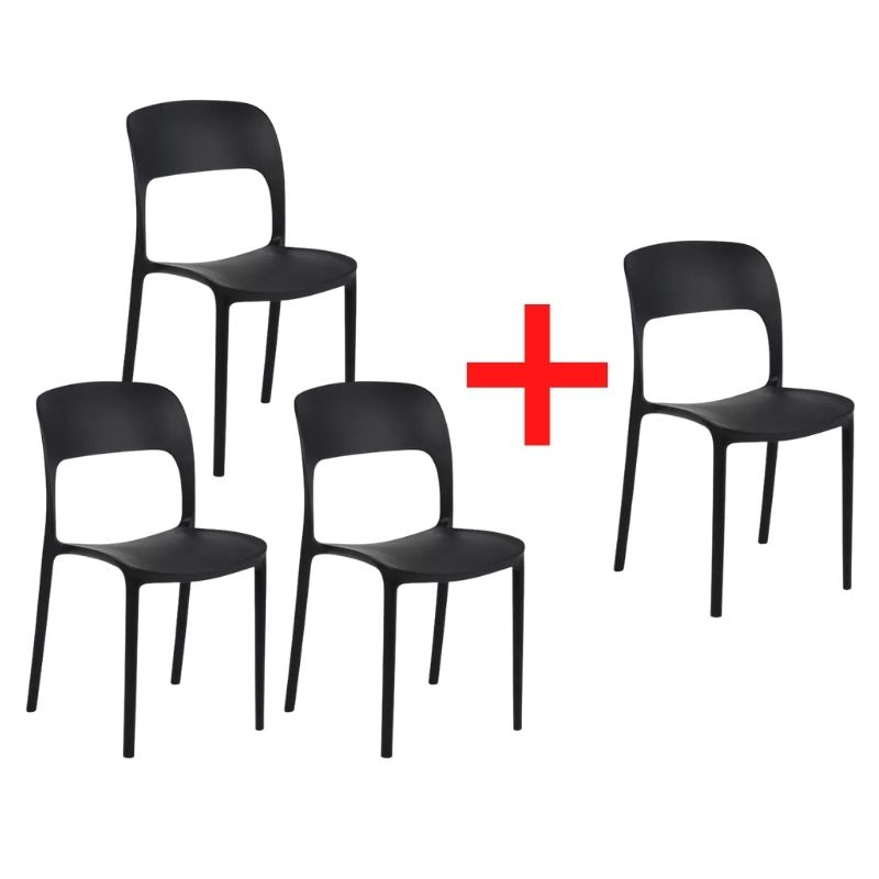 Jedálenská stolička REFRESCO 3+1 ZADARMO, čierna