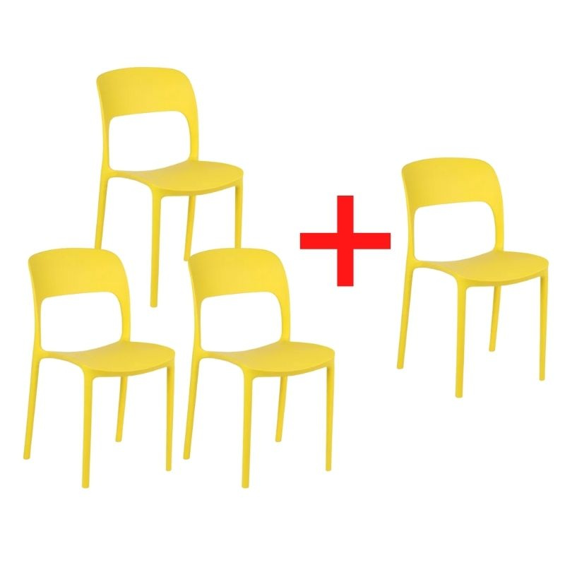 Jedálenská stolička REFRESCO 3+1 ZADARMO, žltá