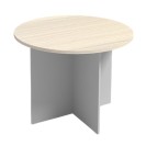 Jednací stůl s kulatou deskou PRIMO FLEXI, průměr 1000 mm, šedá / bříza