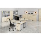 Kancelárska komoda k stolu PRIMO GRAY, 740 x 600 x 420 mm, sivá/dub prírodný