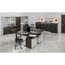 Kancelárska komoda k stolu PRIMO GRAY, 740 x 600 x 420 mm, sivá/wenge