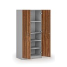 Kancelářská policová skříň PRIMO s dveřmi, 800 x 500 x 1781 mm, šedá/ořech