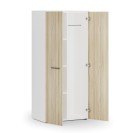 Kancelářská šatní skříň PRIMO WHITE, 3 police, šatní tyč, 1781 x 800 x 500 mm, bílá/dub přírodní