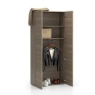 Kancelářská šatní skříň SEGMENT, 2 police, šatní tyč, 840 x 370 x 1880 mm, dub mořený