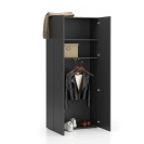 Kancelářská šatní skříň SEGMENT, 2 police, šatní tyč, 840 x 370 x 1880 mm, grafitová