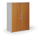 Kancelárska skriňa s dverami PRIMO KOMBI, 2 police, 1129 x 800 x 400 mm, sivá / čerešňa