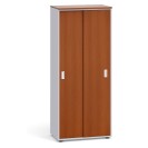 Kancelárska skriňa so zasúvacími dverami PRIMO, 1781 x 800 x 420 mm, sivá / čerešňa