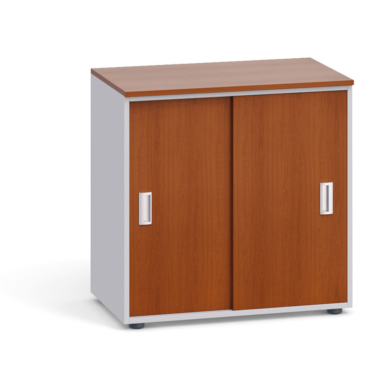 Kancelárska skriňa so zasúvacími dverami PRIMO, 740 x 800 x 420 mm, sivá / čerešňa