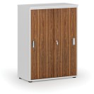 Kancelárska skriňa so zasúvacími dverami PRIMO WHITE, 1087 x 800 x 420 mm, biela/orech