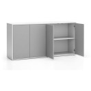 Kancelářská skřínka s dveřmi LAYERS, dlouhá, 1582 x 400 x 777, bílá / šedá
