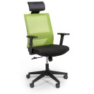 Kancelárska stolička so sieťovaným operadlom WOLF, nastaviteľné podrúčky, plastový kríž, zelená