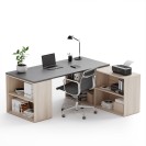 Kancelársky písací stôl s úložným priestorom BLOCK B01, dub prírodný/grafit