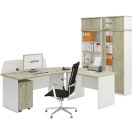 Kancelářský pracovní stůl MIRELLI A+, rovný, délka 1400 mm, bílá/dub sonoma