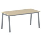 Kancelársky pracovný stôl PRIMO BASIC, sivostrieborná podnož, 1600 x 800 mm, breza