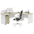 Kancelársky pracovný stôl s kontajnerom MIRELLI A+, typ E, biela/dub sonoma