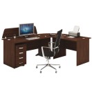 Kancelársky pracovný stôl s kontajnerom MIRELLI A+, typ E, orech