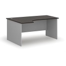 Kancelářský rohový pracovní stůl PRIMO GRAY, 1600 x 1200 mm, levý, šedá/wenge