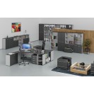 Kancelársky rohový pracovný stôl PRIMO GRAY, 1600 x 1200 mm, pravý, sivá/grafit