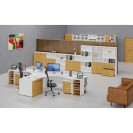Kancelársky rohový pracovný stôl PRIMO WHITE, 1800 x 1200 mm, pravý, biela/buk
