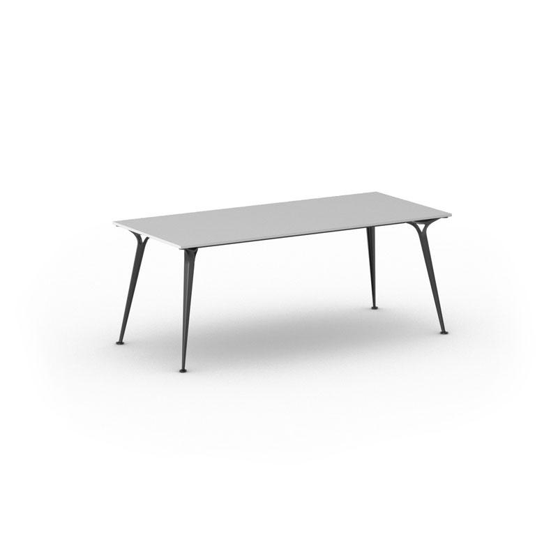 Kancelársky stôl PRIMO ALFA, čierna podnož, 2000 x 900 mm, sivá