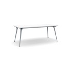 Kancelársky stôl PRIMO ALFA, sivostrieborná podnož, 2000 x 900 mm, biela