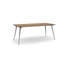 Kancelársky stôl PRIMO ALFA, sivostrieborná podnož, 2000 x 900 mm, orech