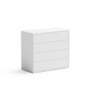 Kancelársky zásuvkový diel BLOCK White, nízky, 4 zásuvky, biela