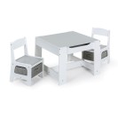 Kindertisch mit 2 Stühlen MULTI, weiß/grau